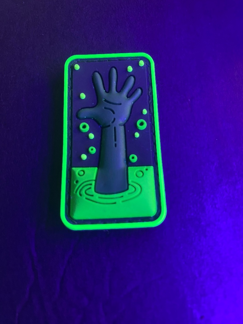 Velcro PVC 3D Patch glow in the dark Drowning Hand